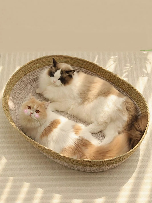 Woven Rattan Scratch-Resistant Cat Nest