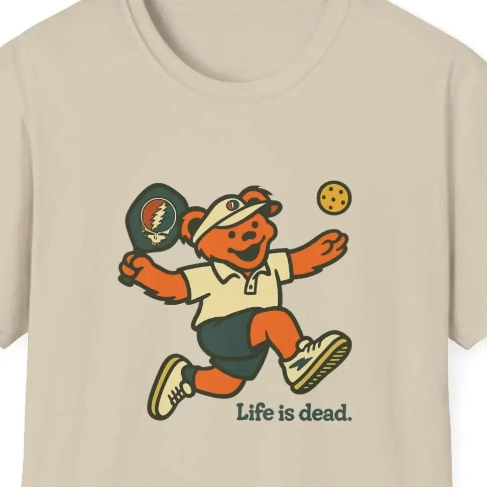 Pickleball Bear "Life Is Dead" Graphic T-Shirt