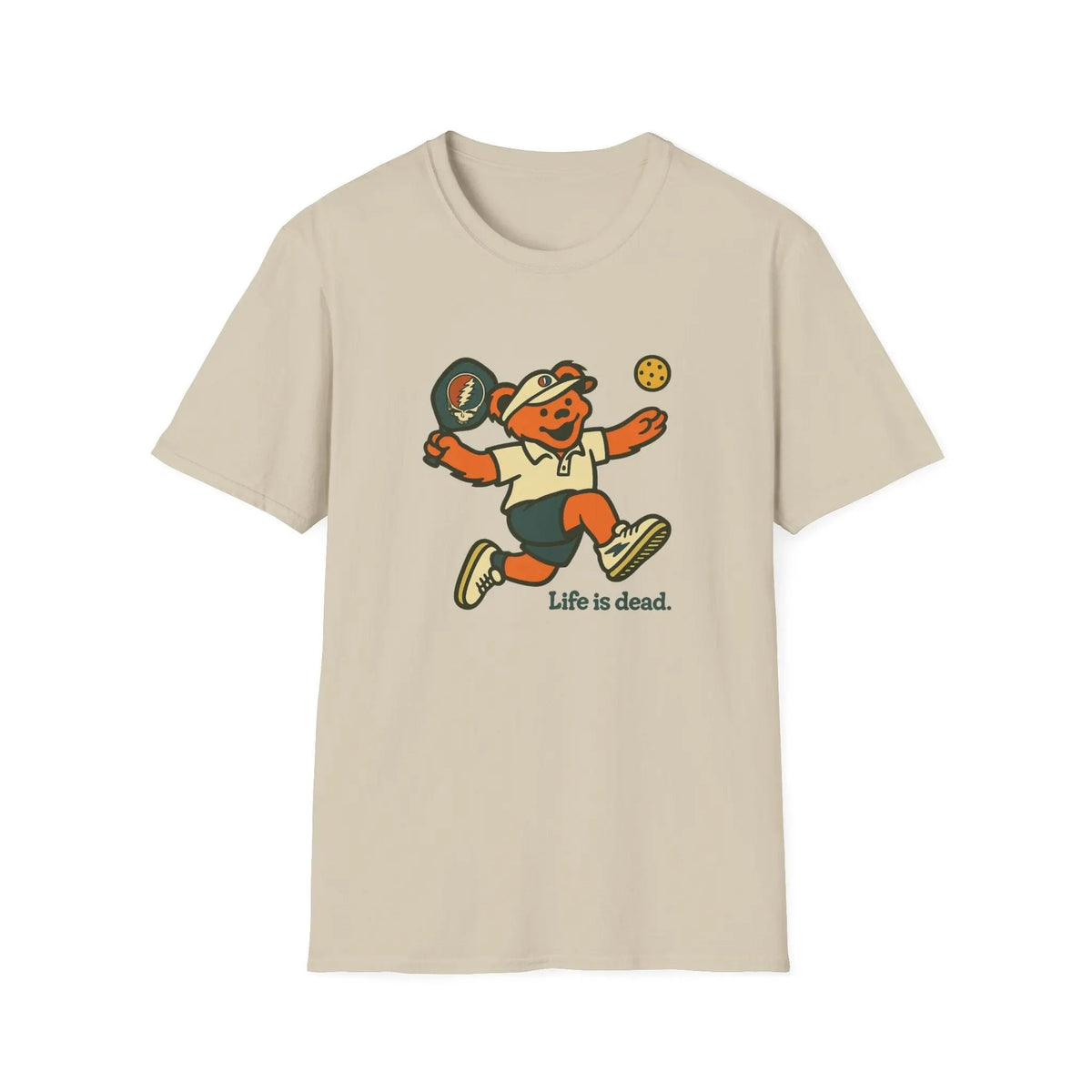 Pickleball Bear "Life Is Dead" Graphic T-Shirt