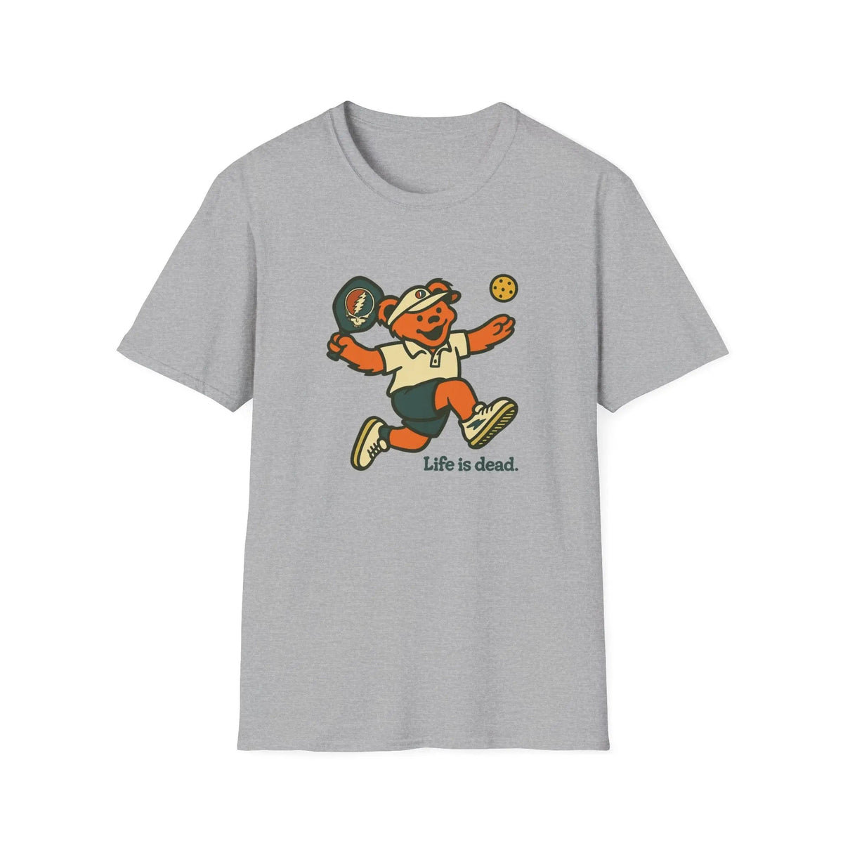 Pickleball Bear "Life Is Dead" Graphic T-Shirt
