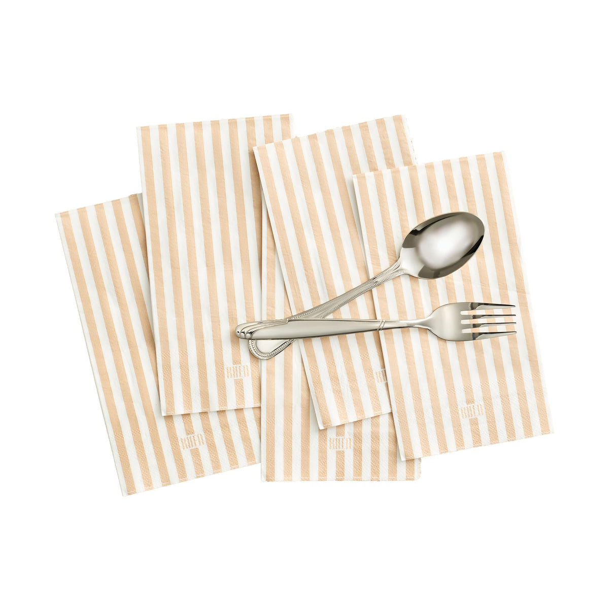 Tonal Striped Disposable Napkins - Beige, 50 Pieces