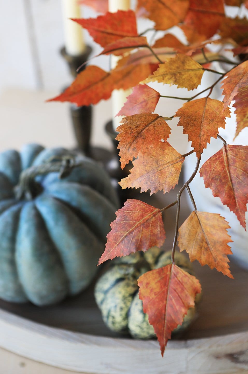 Faux Birch Leaf Stem, 26" - Red, Orange & Yellow