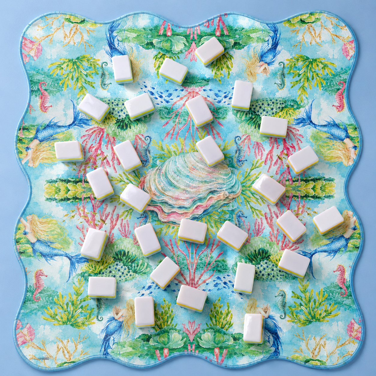 Seahorse & Mermaids Neoprene Mahjong Mat