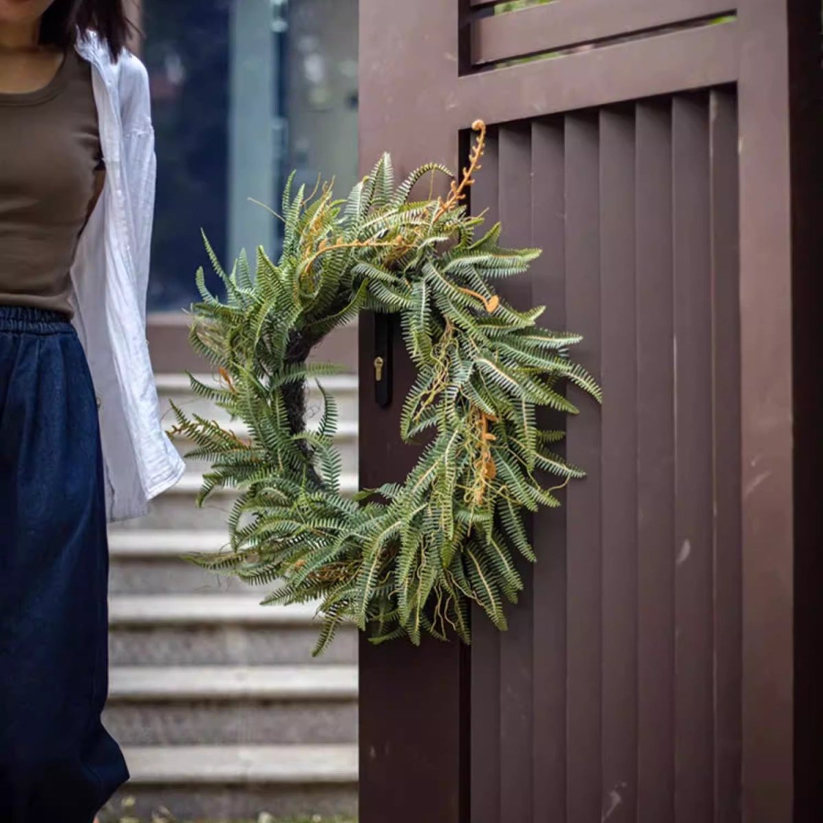 Faux Evergreen Fern Garland and Wreath