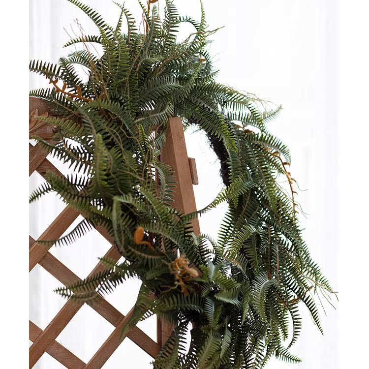 Faux Evergreen Fern Garland and Wreath