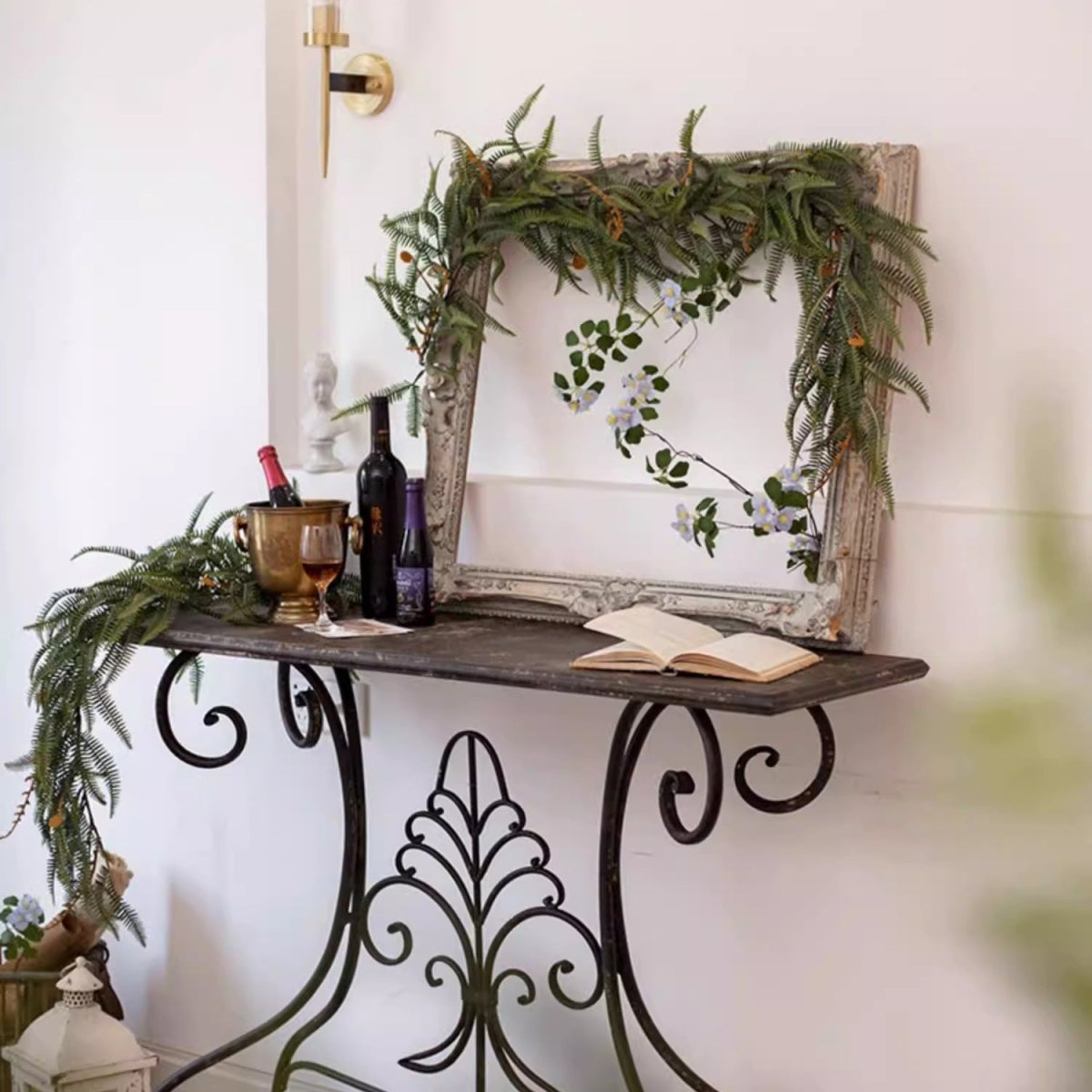 Faux Evergreen Fern Garland and Wreath