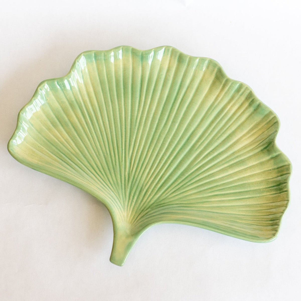 Ceramic Ginkgo Leaf Tray - Decorative Catchall Dish