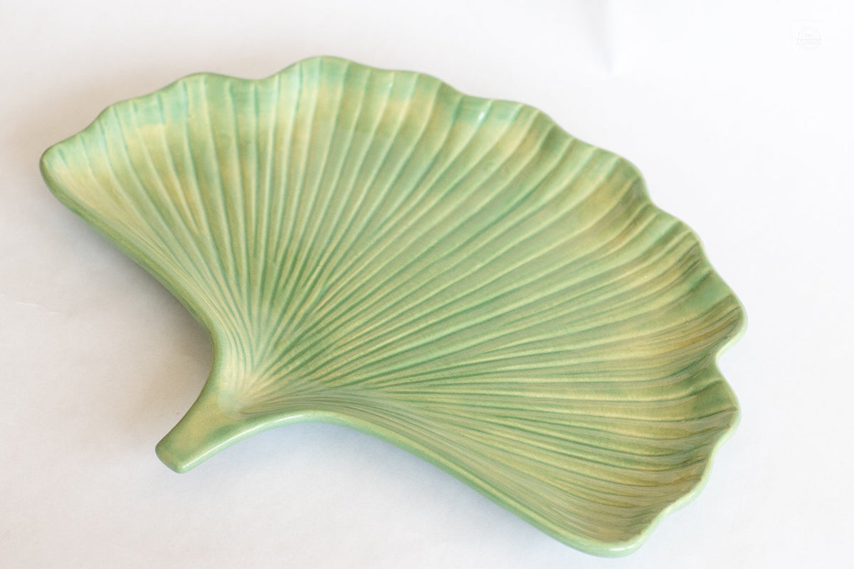 Ceramic Ginkgo Leaf Tray - Decorative Catchall Dish