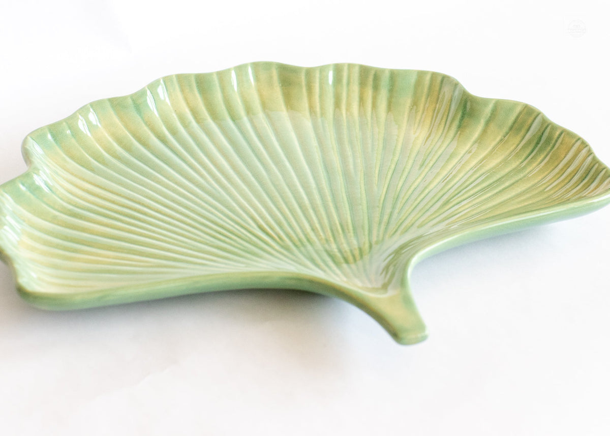 Ceramic Ginkgo Leaf Tray - Decorative Catchall Dish