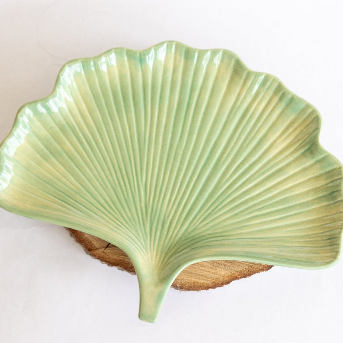 Ceramic Ginkgo Leaf Tray - Decorative Catchall Dish