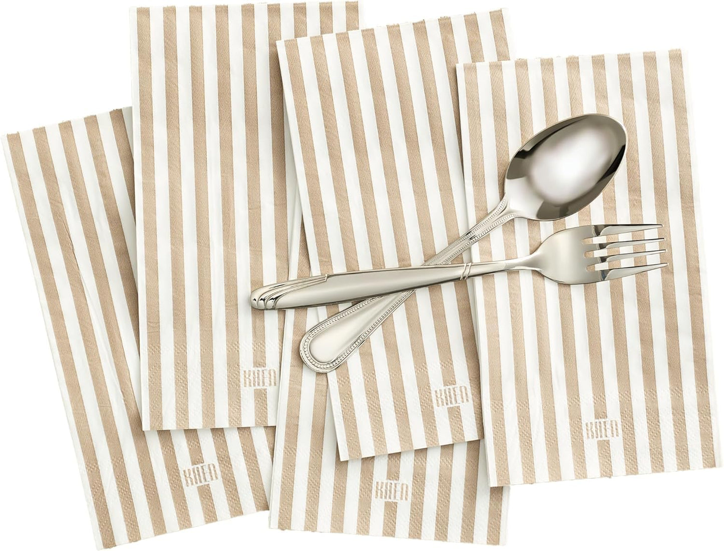 Tonal Striped Disposable Napkin Set in Smoke, 50 Pieces