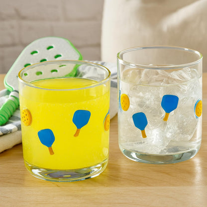 Khen Set of 2 Pickleball Paddle Icon Juice Glass Athletic Sports Cup 14.8oz