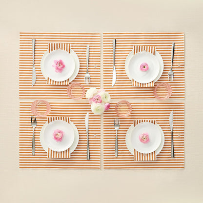 Tonal Striped Disposable Napkin Set in Orange, 100 Pieces