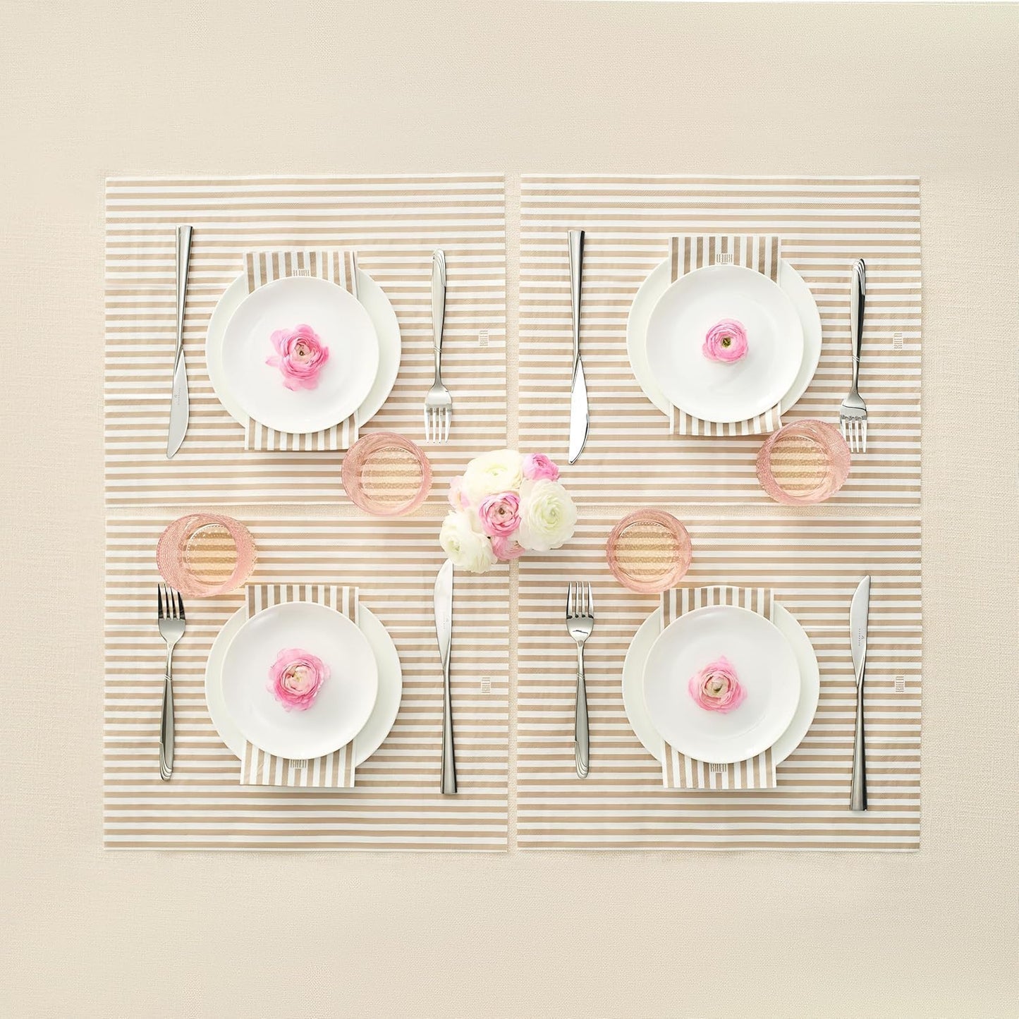 Tonal Striped Disposable Napkin Set in Smoke, 50 Pieces