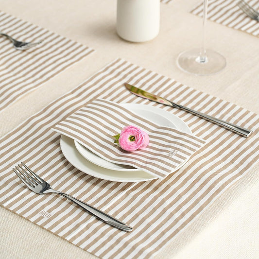 Tonal Striped Disposable Napkin Set in Smoke, 50 Pieces