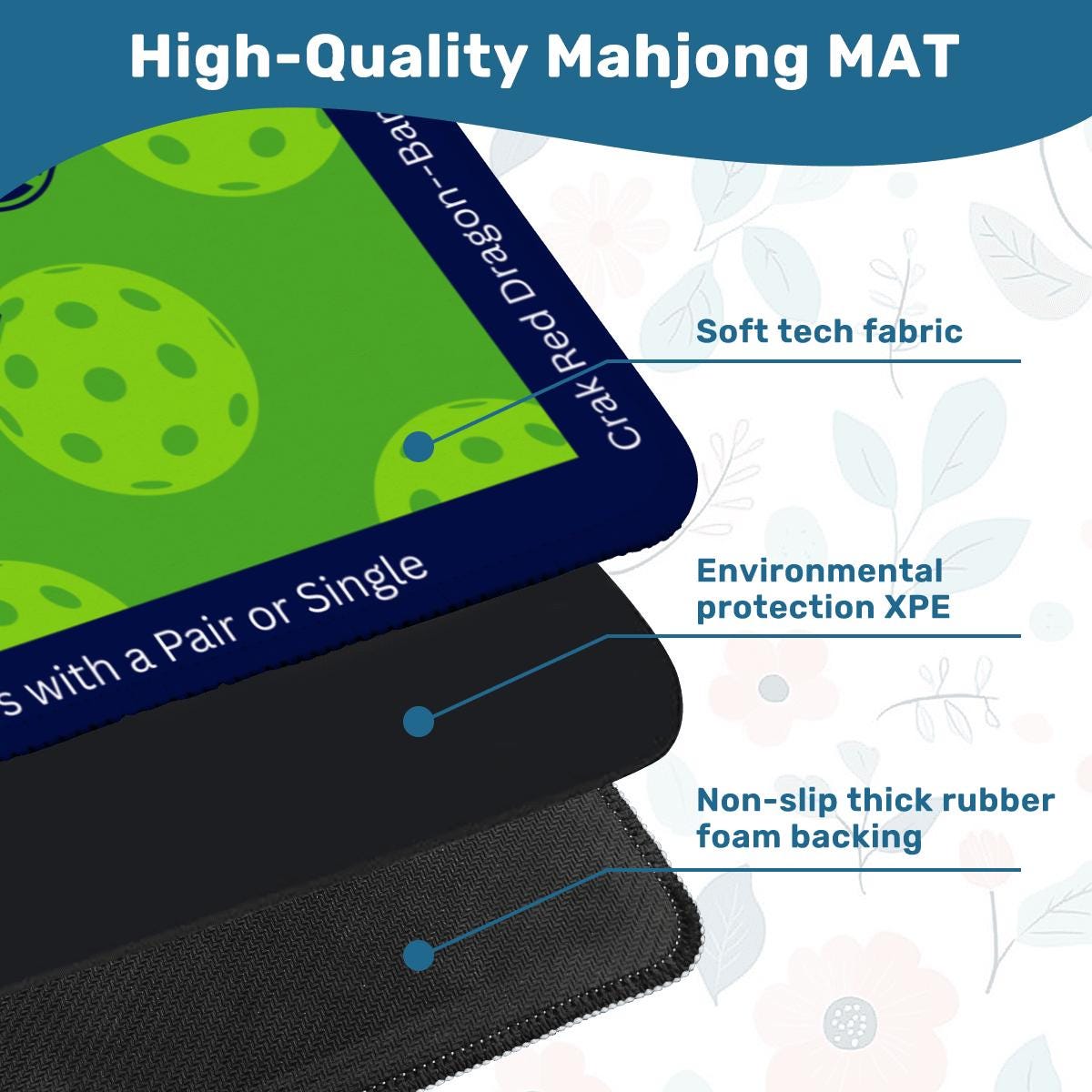 Pickleball Mahjong Mat with Printed Directions
