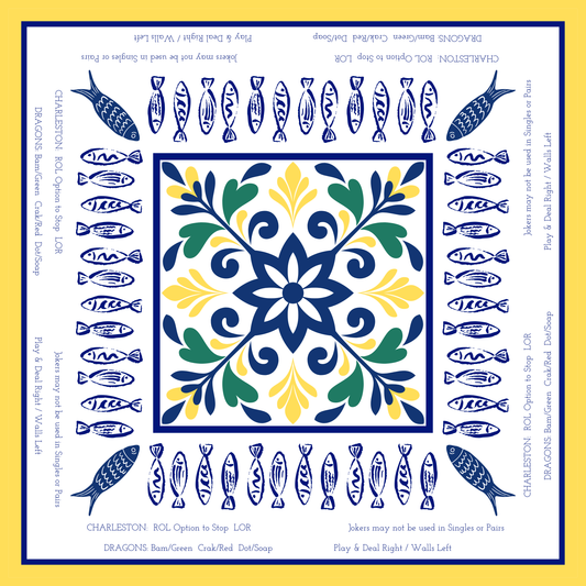 Amalfi Fish Mahjong Mat with Printed Directions