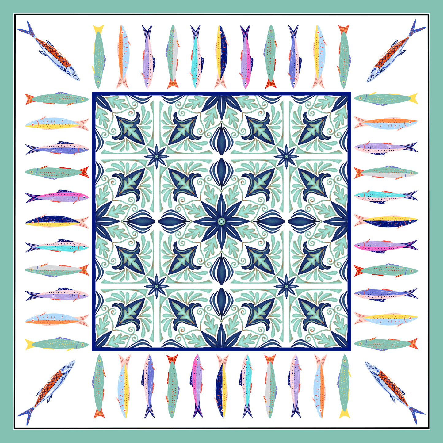 Mediterranean Fishes Neoprene Mahjong Mat