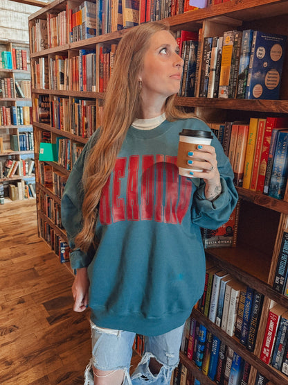 Underground Original Design: Reading Varsity Letter, Bookish Boxy Cotton Sweatshirt