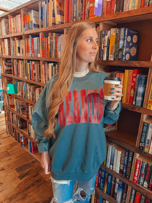 Underground Original Design: Reading Varsity Letter, Bookish Boxy Cotton Sweatshirt