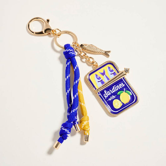 Sardine Can Charm Accent Knotted Cords Drop Bag Charm Keychain
