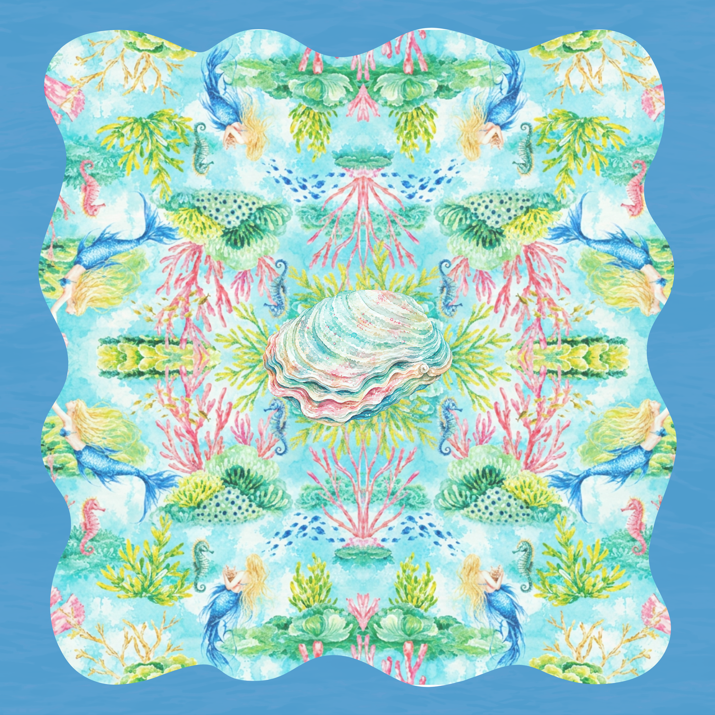 Seahorse & Mermaids Neoprene Mahjong Mat