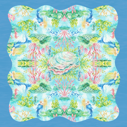 Seahorse & Mermaids Neoprene Mahjong Mat