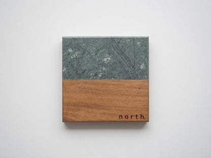 Mahjong Wind Coasters: East, South, West, North - Marble & Wood Set of 4