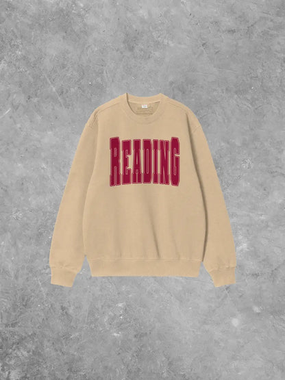 Underground Original Design: Reading Varsity Letter, Bookish Boxy Cotton Sweatshirt