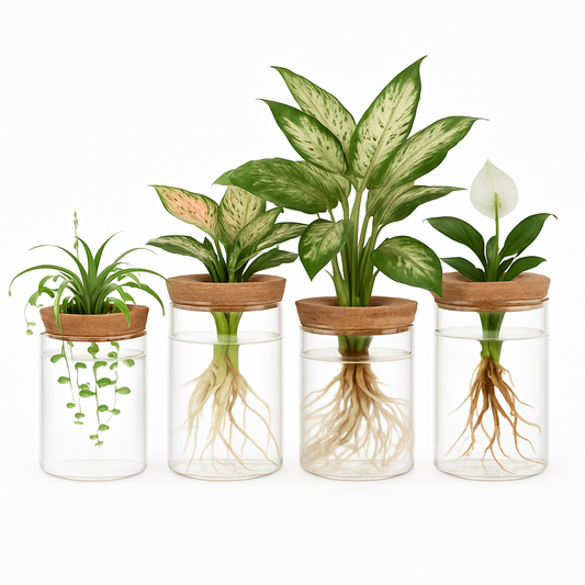 4Pack Glass Propagation Stations For Plants Indoor Glass Planters Hydroponic Plant Vases 2 Large 2 Small for Plant Cuttings Flower Arrangements