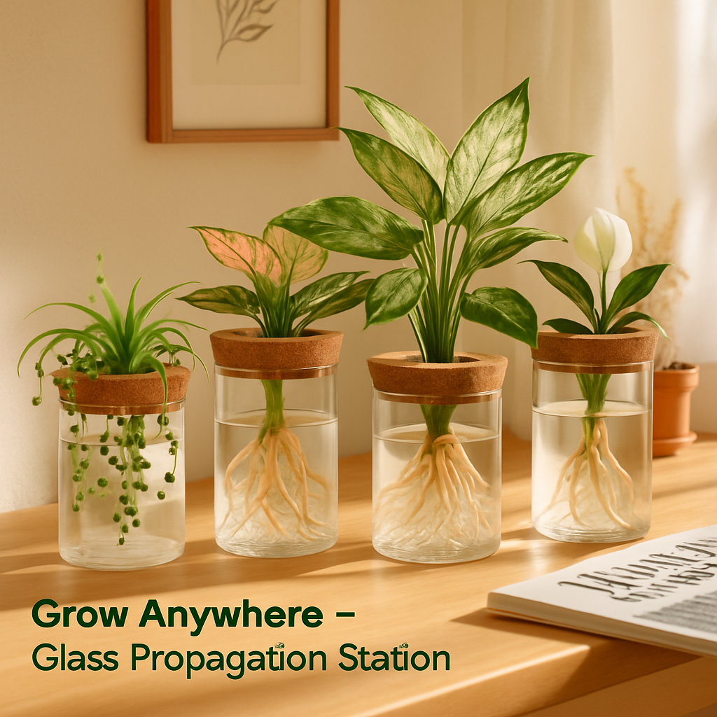 4Pack Glass Propagation Stations For Plants Indoor Glass Planters Hydroponic Plant Vases 2 Large 2 Small for Plant Cuttings Flower Arrangements