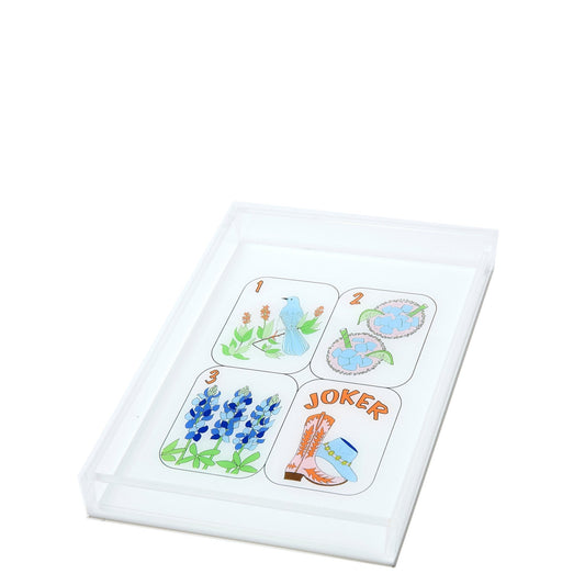 Set of playing cards with decorative illustrations on a white background