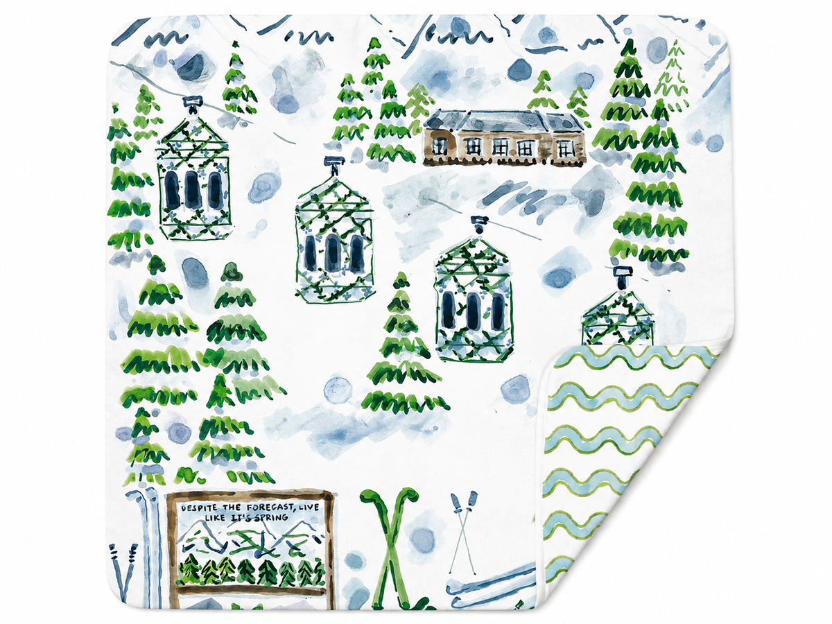 Patterned majhong mat winter skiing theme